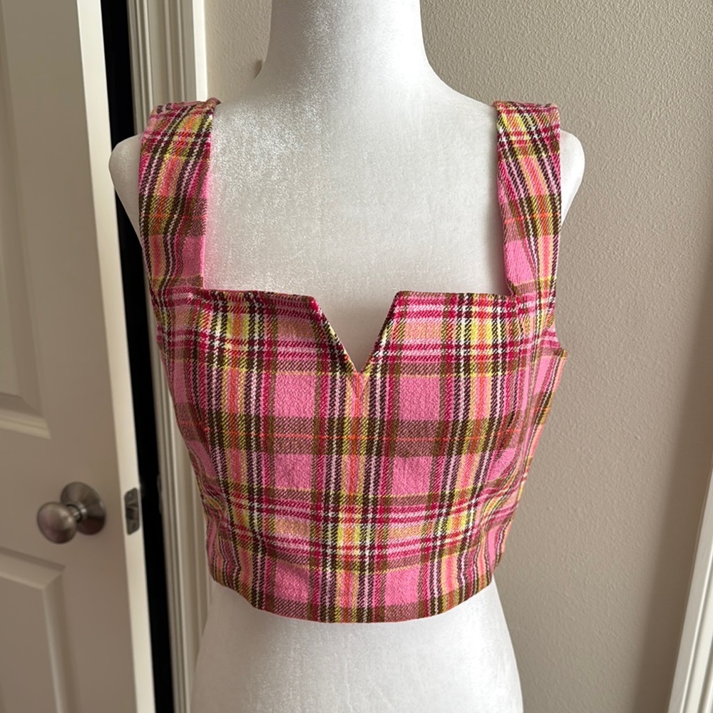 Plaid Pink Sleeveless Top - Picture 1 of 3